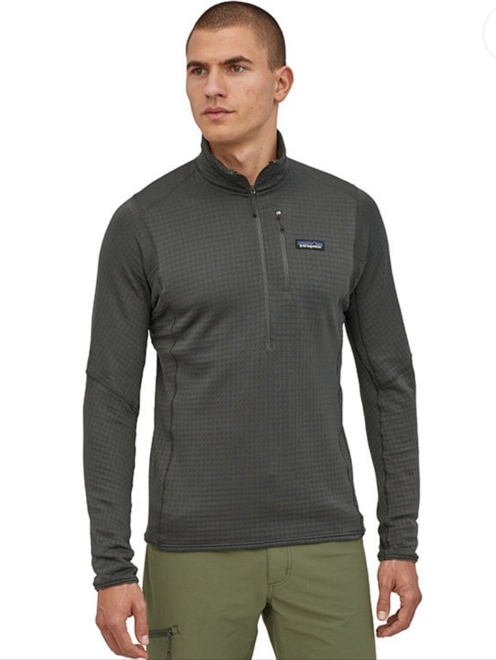 Patagonia R1 Pullover Regulator Sweater Fleece Lined Jacket Zip Forge Gray Sz L